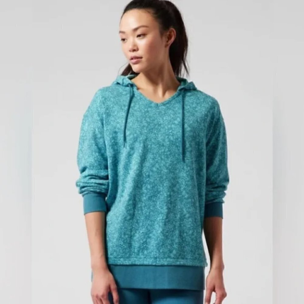 Athleta Sundown Alliance Hoodie in Flower Texture Borealis Teal, Small